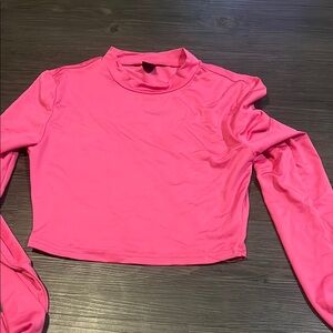 SHEIN Vibrant Pink Long Sleeve Tee